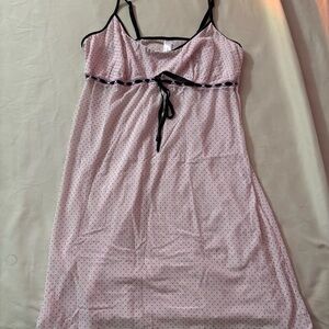 Classic Pink and Black Chemise with Ruffle Detail